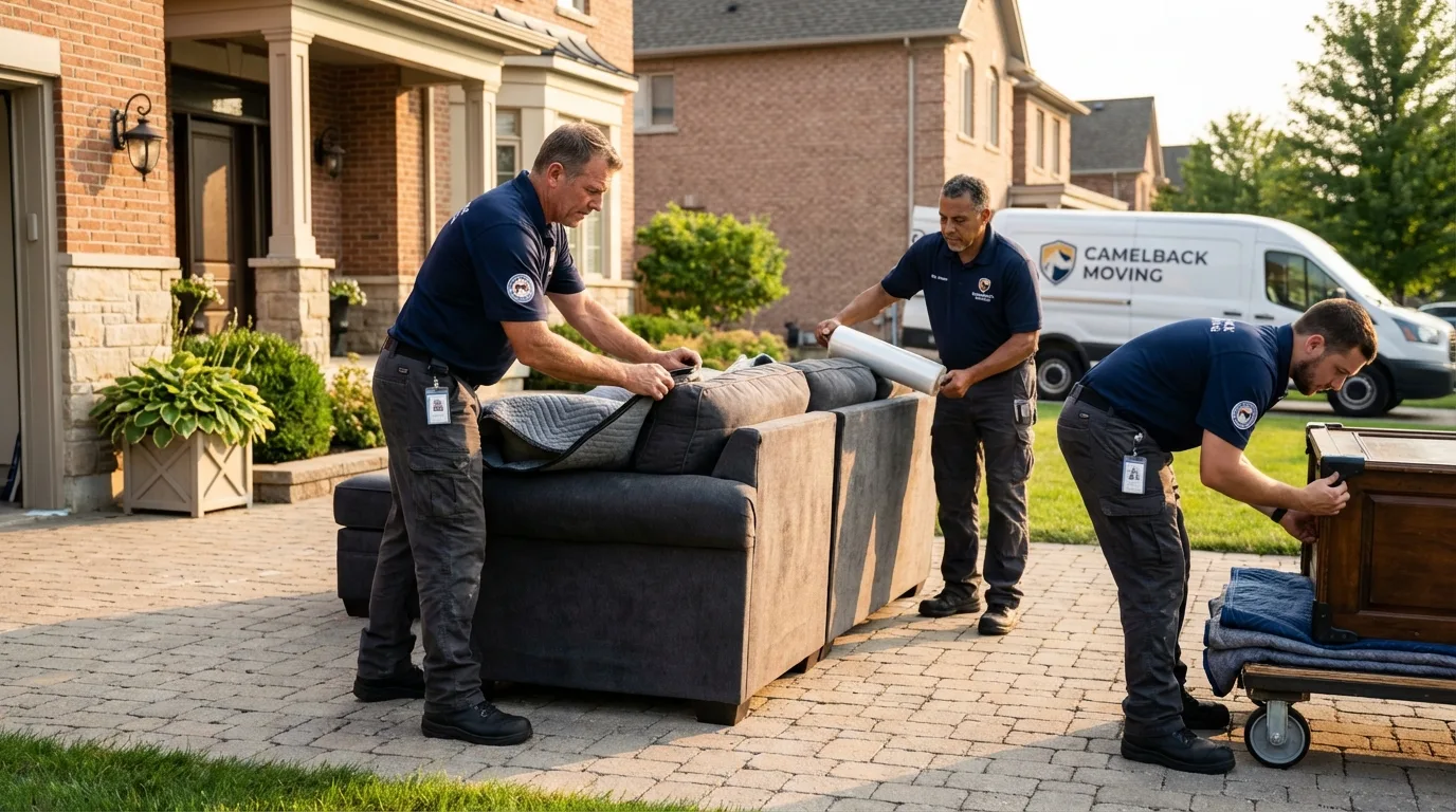 Large estate moving crew wrapping furniture in Lompoc, CA