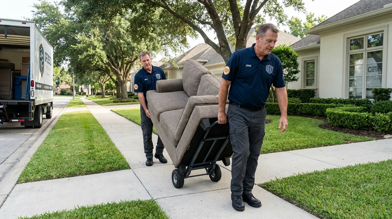 Local residential moving crew loading furniture in Lompoc, CA